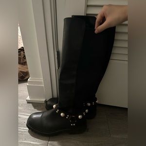 women boots, long boots with pearl